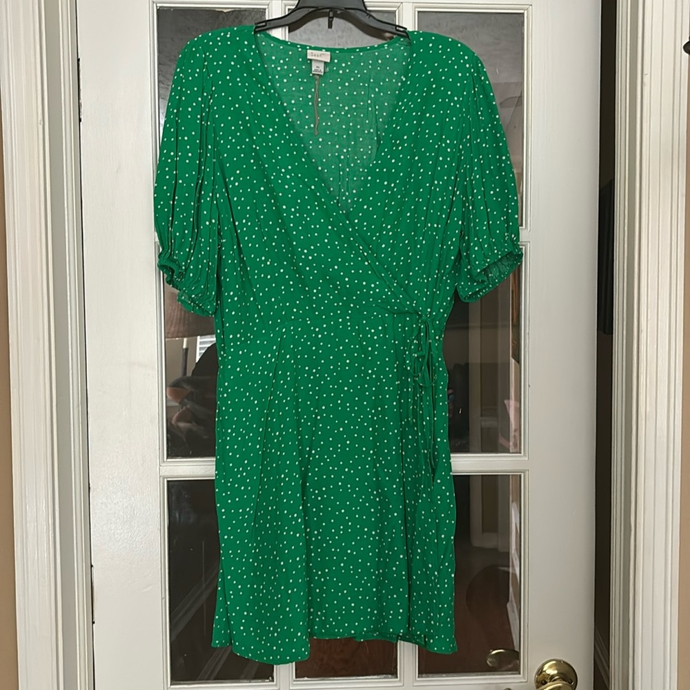 A  New Day..Cute green polkadot dress